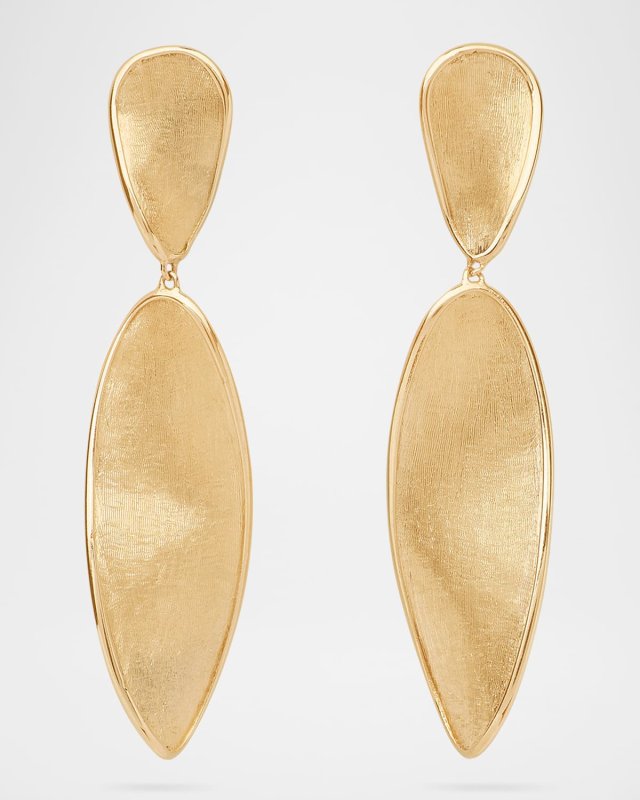 18K Yellow Gold Lunaria Twist Double Drop Earrings, Large